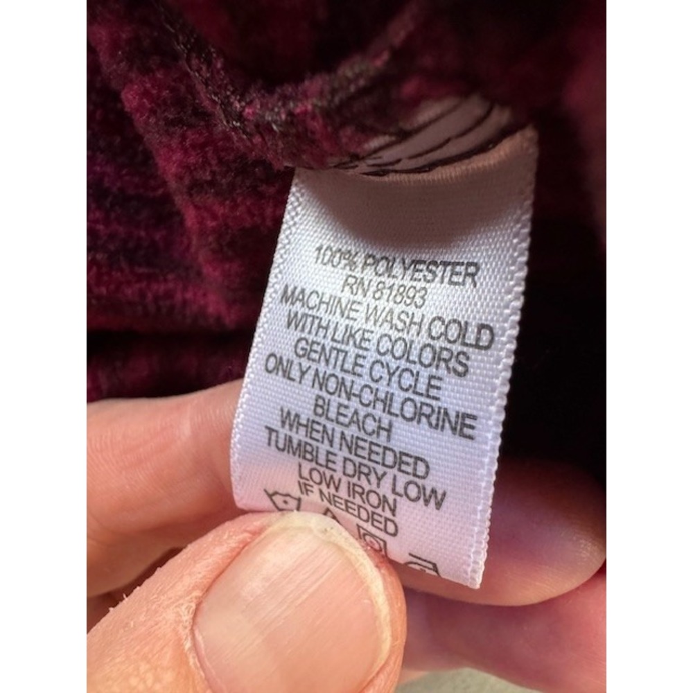 Isaac Mizrahi Live Full Zip Moto Fleece Jacket shirt 3X Burgundy Striped NWOT - Picture 9 of 14